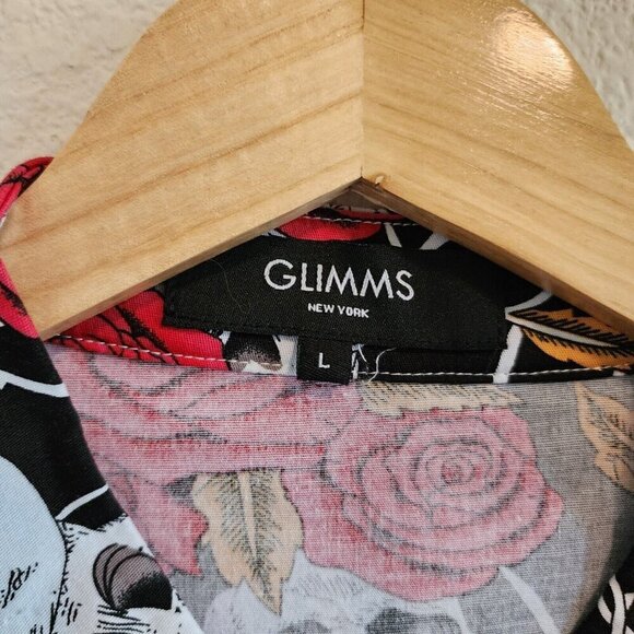 Glimms New York Skulls & Roses Fitted Cotton/Spandex Button Front Romper Mens L - Picture 3 of 12